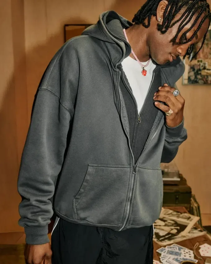 Kastiger Hoodie mit Reißverschluss