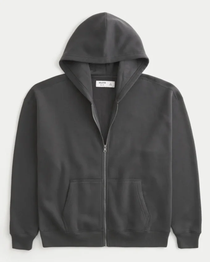 Kastiger Hoodie mit Reißverschluss