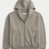 Kastiger Hoodie mit Reißverschluss