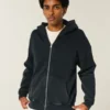 Kastiger Hoodie mit Reißverschluss und Spinnenmotiv
