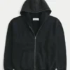 Kastiger Hoodie mit Reißverschluss und Spinnenmotiv