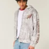 Kastiger Zip-Up-Hoodie mit Florida State University-Grafik und Camouflage-Muster