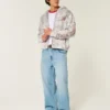 Kastiger Zip-Up-Hoodie mit Florida State University-Grafik und Camouflage-Muster