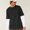 Kastiges Crew-T-Shirt aus schwerer Baumwolle