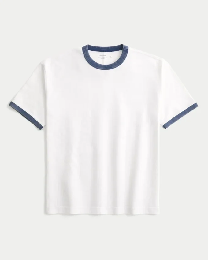 Kastiges Crew-T-Shirt aus schwerer Baumwolle