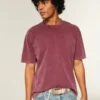 Kastiges Crew-T-Shirt aus schwerer Baumwolle