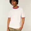 Kastiges Crew-T-Shirt aus schwerer Baumwolle