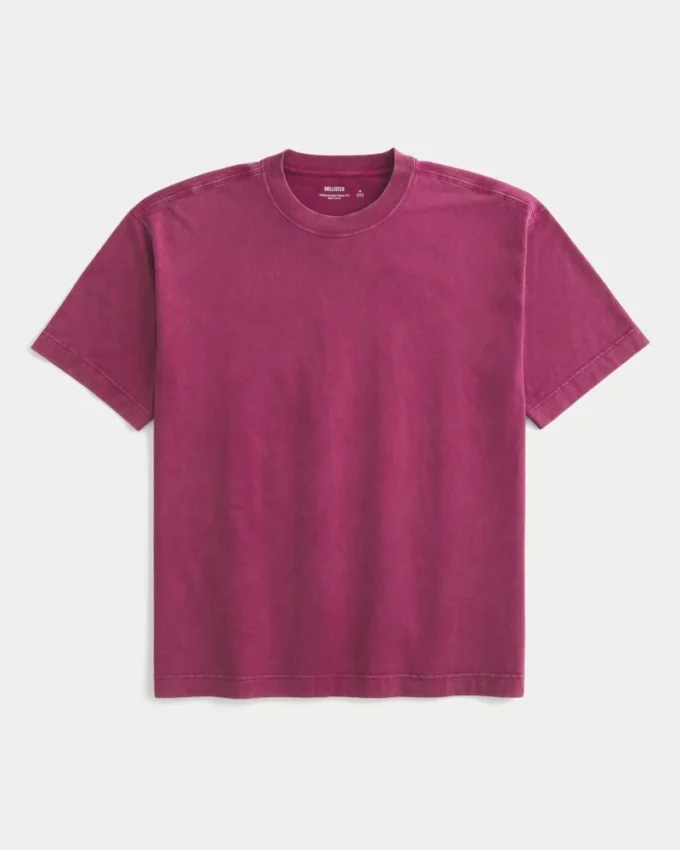 Kastiges Crew-T-Shirt aus schwerer Baumwolle