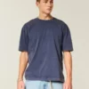 Kastiges Crew-T-Shirt aus schwerer Baumwolle