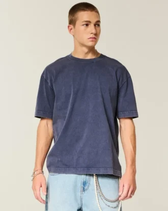 Kastiges Crew-T-Shirt aus schwerer Baumwolle