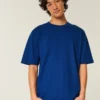 Kastiges Crew-T-Shirt aus schwerer Baumwolle