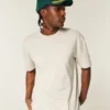 Kastiges Crew-T-Shirt aus schwerer Baumwolle