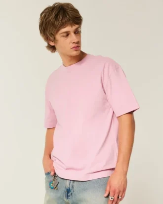Kastiges Crew-T-Shirt aus schwerer Baumwolle
