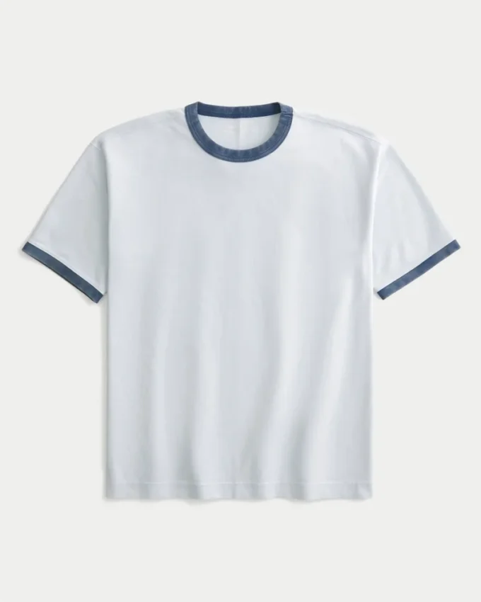 Kastiges Crew-T-Shirt aus schwerer Baumwolle