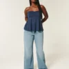 Kurvige Baggy-Jeans mit hoher Leibhöhe