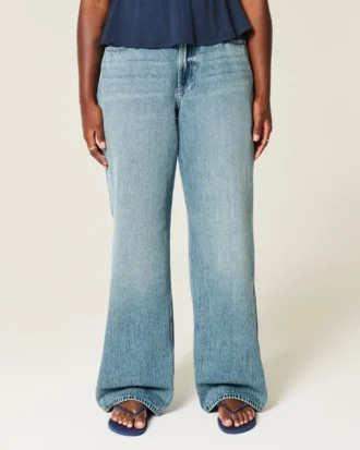 Kurvige Baggy-Jeans mit hoher Leibhöhe