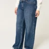 Kurvige Baggy-Jeans mit mittlerer Leibhöhe und dunkler Waschung