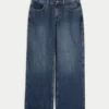 Kurvige Baggy-Jeans mit mittlerer Leibhöhe und dunkler Waschung