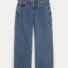 Kurvige Baggy-Jeans mit niedriger Leibhöhe und mittlerer Waschung