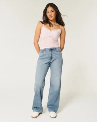 Kurvige High-Rise-Baggy-Jeans in mittlerer Waschung