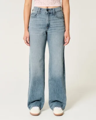 Kurvige High-Rise-Baggy-Jeans in mittlerer Waschung