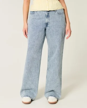 Kurvige High-Rise-Baggy-Jeans in mittlerer Waschung