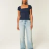 Kurvige, tief sitzende Baggy-Jeans in heller Waschung