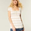 Kurzärmeliges Henley-Babydoll-Oberteil