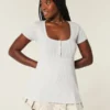 Kurzärmeliges Henley-Babydoll-Oberteil