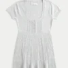 Kurzärmeliges Henley-Babydoll-Oberteil