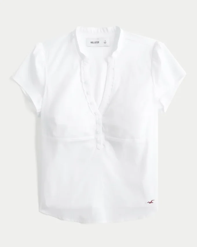 Kurzärmeliges Henley-Shirt mit V-Ausschnitt