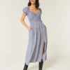 Kurzärmeliges Maxikleid mit offenem Rücken