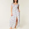 Kurzärmeliges Maxikleid mit offenem Rücken