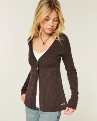Langärmelige Flyaway Babydoll-Strickjacke