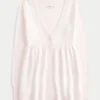 Langärmelige Flyaway Babydoll-Strickjacke