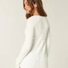 Langärmeliger Babydoll-Pullover mit quadratischem Ausschnitt
