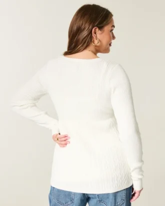 Langärmeliges Babydoll mit quadratischem Ausschnitt