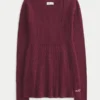 Langärmeliges Babydoll mit quadratischem Ausschnitt