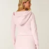 Langärmeliges Fleecekleid mit Kapuze