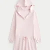 Langärmeliges Fleecekleid mit Kapuze