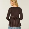 Langärmeliges Henley-Babydoll-Oberteil