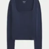 Langärmliges Baby-T-Shirt aus nahtlosem Stoff mit quadratischem Ausschnitt