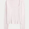 Langärmliges Baby-T-Shirt aus nahtlosem Stoff mit quadratischem Ausschnitt