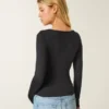 Langärmliges Baby-T-Shirt aus nahtlosem Stoff mit Rundhalsausschnitt