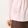Langärmliges Babydoll-Oberteil mit Grafikprint und gerafftem Brustbereich