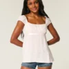 Leichtes Babydoll-Oberteil aus Satin mit Bindeband