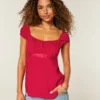 Leichtes Babydoll-Oberteil aus Satin mit Bindeband