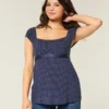 Leichtes Babydoll-Oberteil aus Satin mit Bindeband