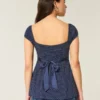 Leichtes Babydoll-Oberteil aus Satin mit Bindeband