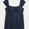 Leichtes Babydoll-Oberteil aus Satin mit Bindeband